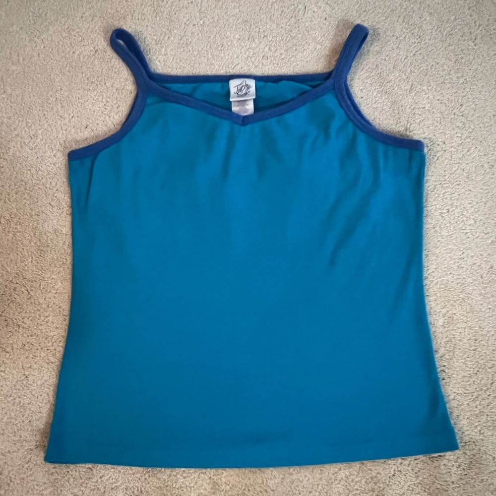 Tank Top, Teal Purple Straps Plus Size